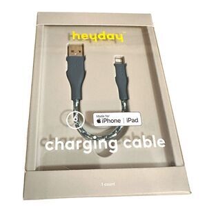 Heyday Round Charging Cable compatible with iPhone to USB-A (Blue) 6 In.